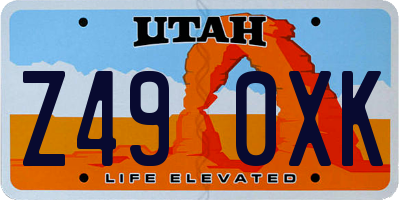 UT license plate Z490XK