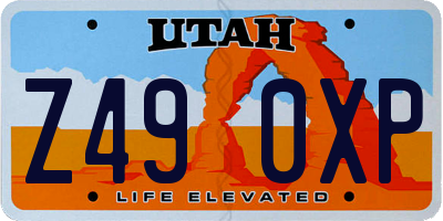 UT license plate Z490XP