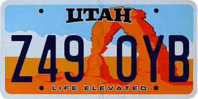 UT license plate Z490YB