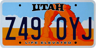 UT license plate Z490YJ