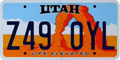 UT license plate Z490YL