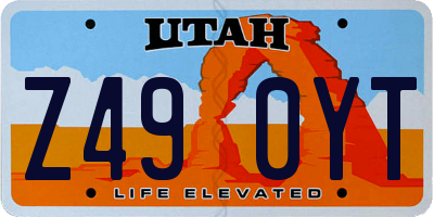 UT license plate Z490YT