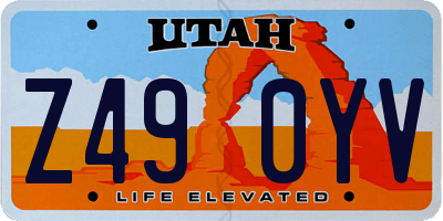 UT license plate Z490YV