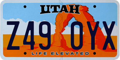 UT license plate Z490YX