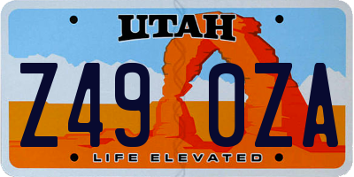 UT license plate Z490ZA