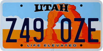 UT license plate Z490ZE