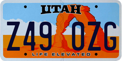 UT license plate Z490ZG
