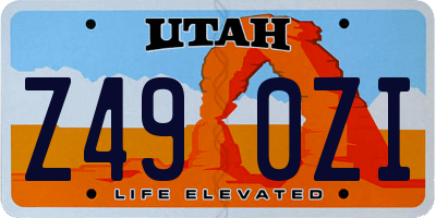UT license plate Z490ZI