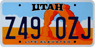 UT license plate Z490ZJ