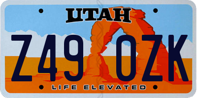 UT license plate Z490ZK