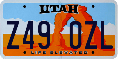 UT license plate Z490ZL