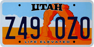 UT license plate Z490ZO