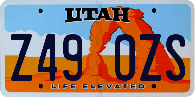 UT license plate Z490ZS