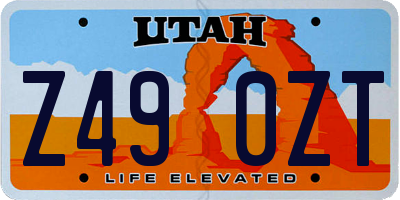 UT license plate Z490ZT