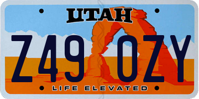 UT license plate Z490ZY