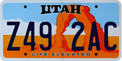 UT license plate Z492AC