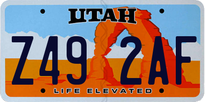 UT license plate Z492AF