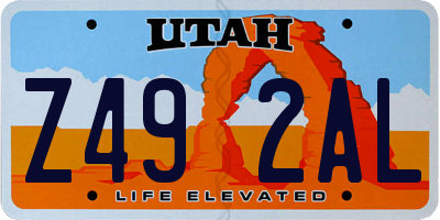 UT license plate Z492AL