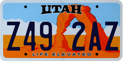 UT license plate Z492AZ