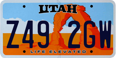 UT license plate Z492GW
