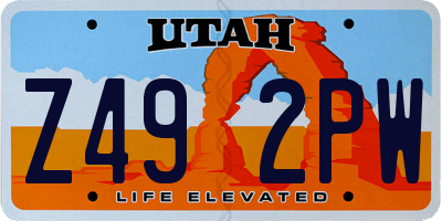 UT license plate Z492PW