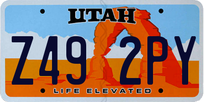 UT license plate Z492PY