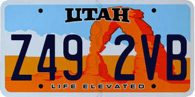 UT license plate Z492VB