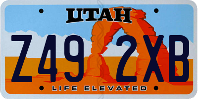 UT license plate Z492XB