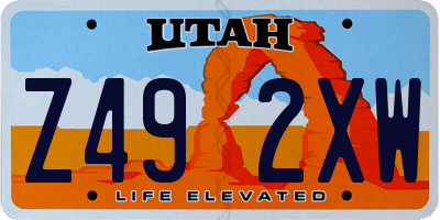 UT license plate Z492XW