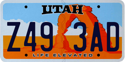UT license plate Z493AD