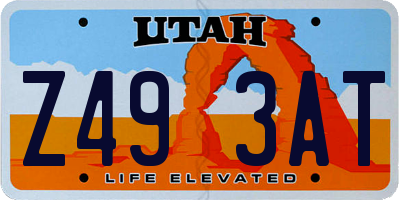 UT license plate Z493AT