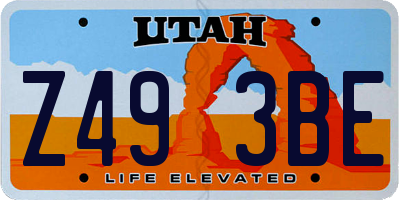UT license plate Z493BE