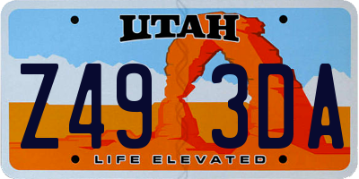 UT license plate Z493DA