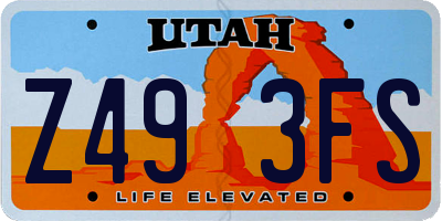 UT license plate Z493FS
