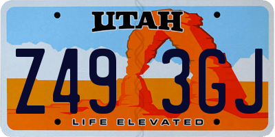 UT license plate Z493GJ