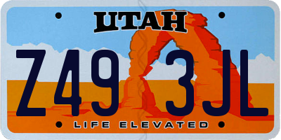 UT license plate Z493JL