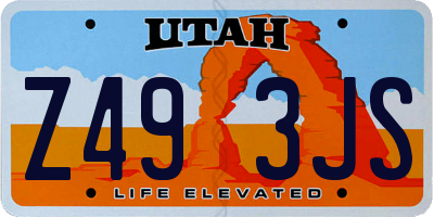 UT license plate Z493JS