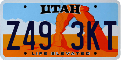 UT license plate Z493KT
