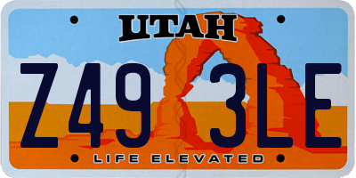UT license plate Z493LE