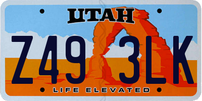 UT license plate Z493LK