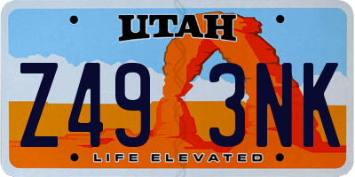 UT license plate Z493NK