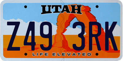 UT license plate Z493RK