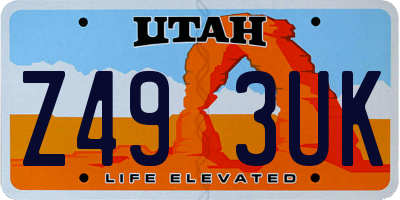 UT license plate Z493UK