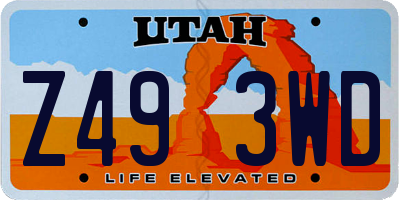 UT license plate Z493WD