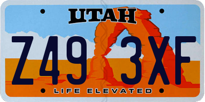 UT license plate Z493XF