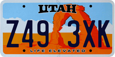 UT license plate Z493XK