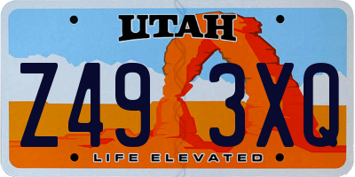 UT license plate Z493XQ