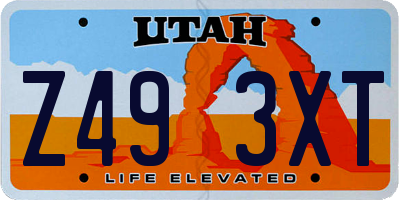 UT license plate Z493XT