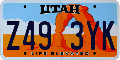 UT license plate Z493YK