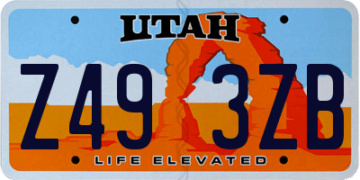 UT license plate Z493ZB